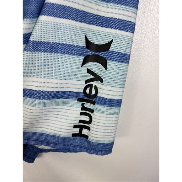 Hurley Men's 38 Board Shorts Hybrid Blue Stripe Inseam 9" Lace Up - Picture 3 of 11